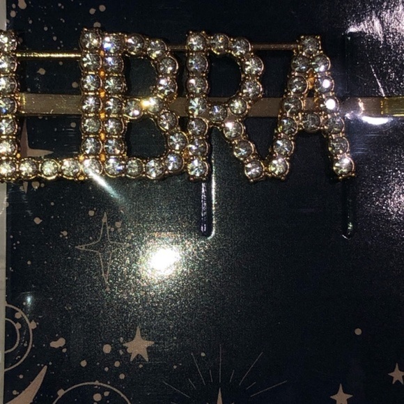 Gold plated zodiac libra horoscope astrology crystal‎ Bedazzled bling hair clips - Picture 4 of 6